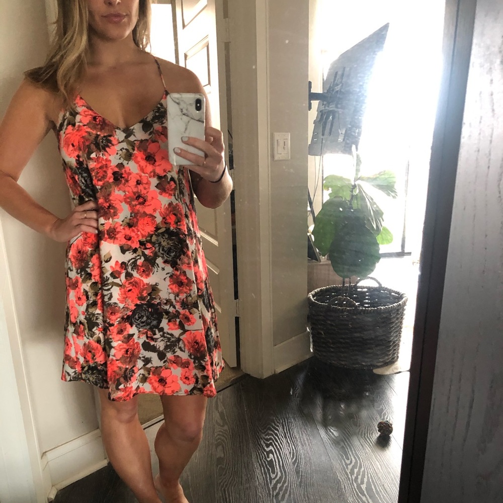 Bright pink floral dress